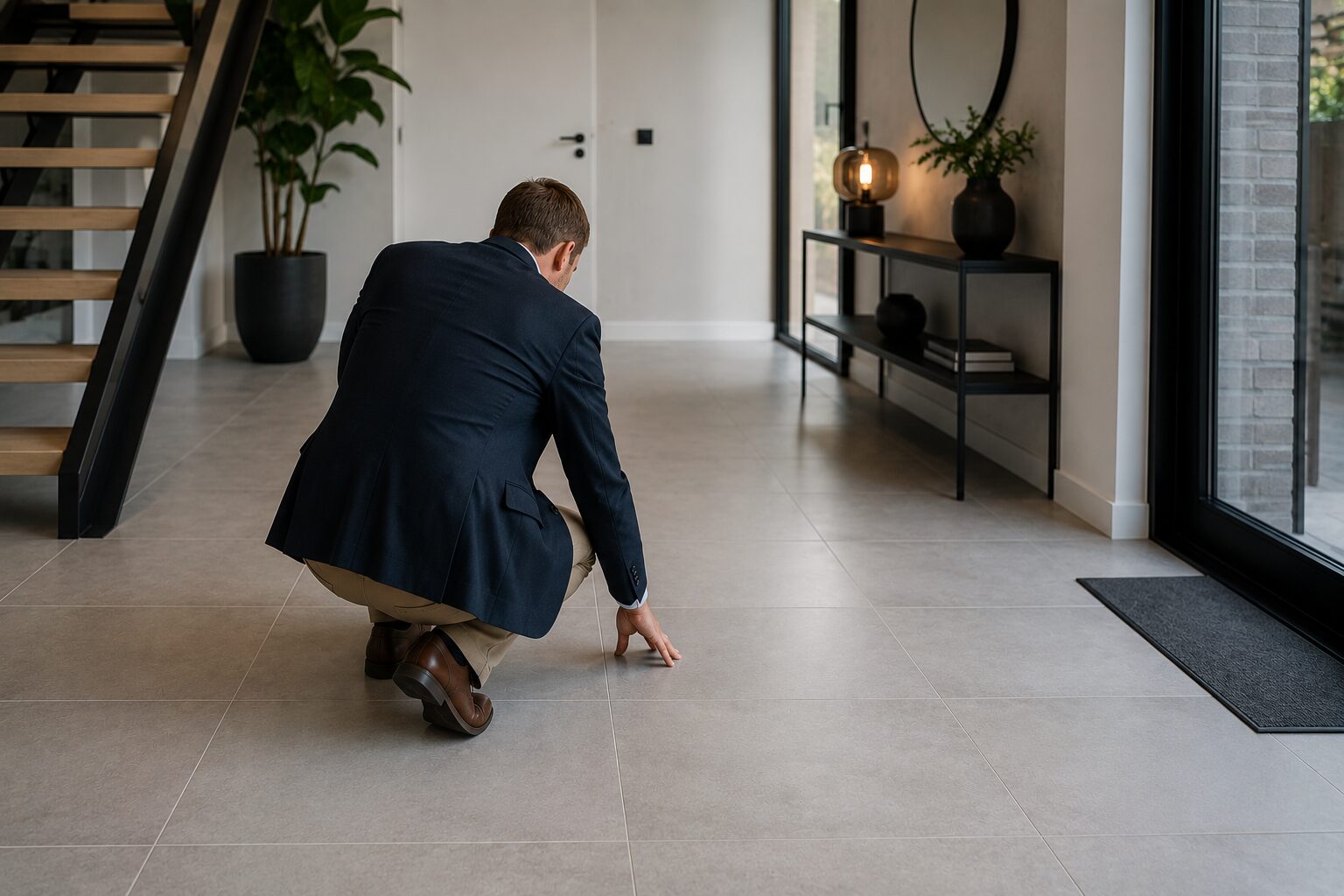 onafhankelijke inspectie van tegelvloer op locatie