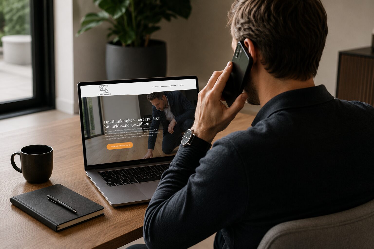 vloerexpert bespreekt technisch dossier met opdrachtgever